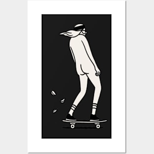 Hipster Skateboarder 2 - Digital Drawing - B&W Posters and Art